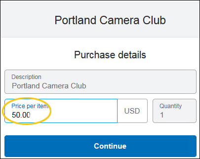 PayPal for the Portland Camera Club
